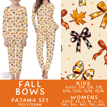 Batch #580 - Fall Family Pajamas 2 - Closes 9/4 - ETA early Nov - Fall Bows Women's & Kid's Pajama Set