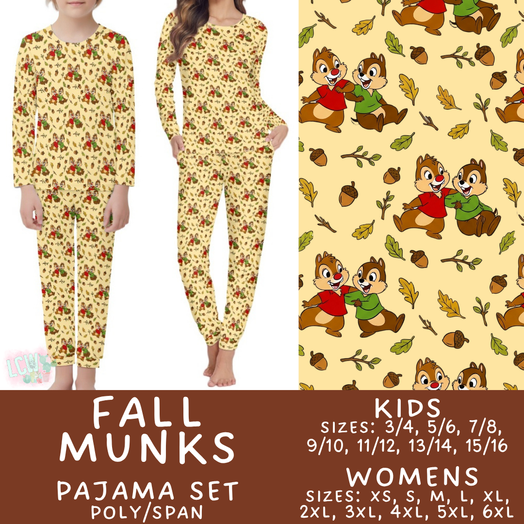 Batch #580 - Fall Family Pajamas 2 - Closes 9/4 - ETA early Nov - Fall Munks Women's & Kid's Pajama Set