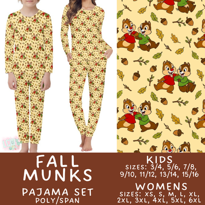 Batch #580 - Fall Family Pajamas 2 - Closes 9/4 - ETA early Nov - Fall Munks Women's & Kid's Pajama Set