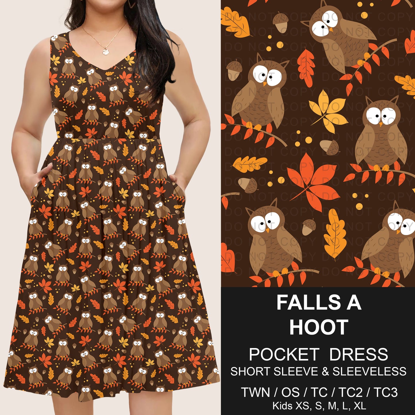 B302 - Preorder Falls a Hoot Pocket Dress (Closes 7/24. ETA: early Oct)
