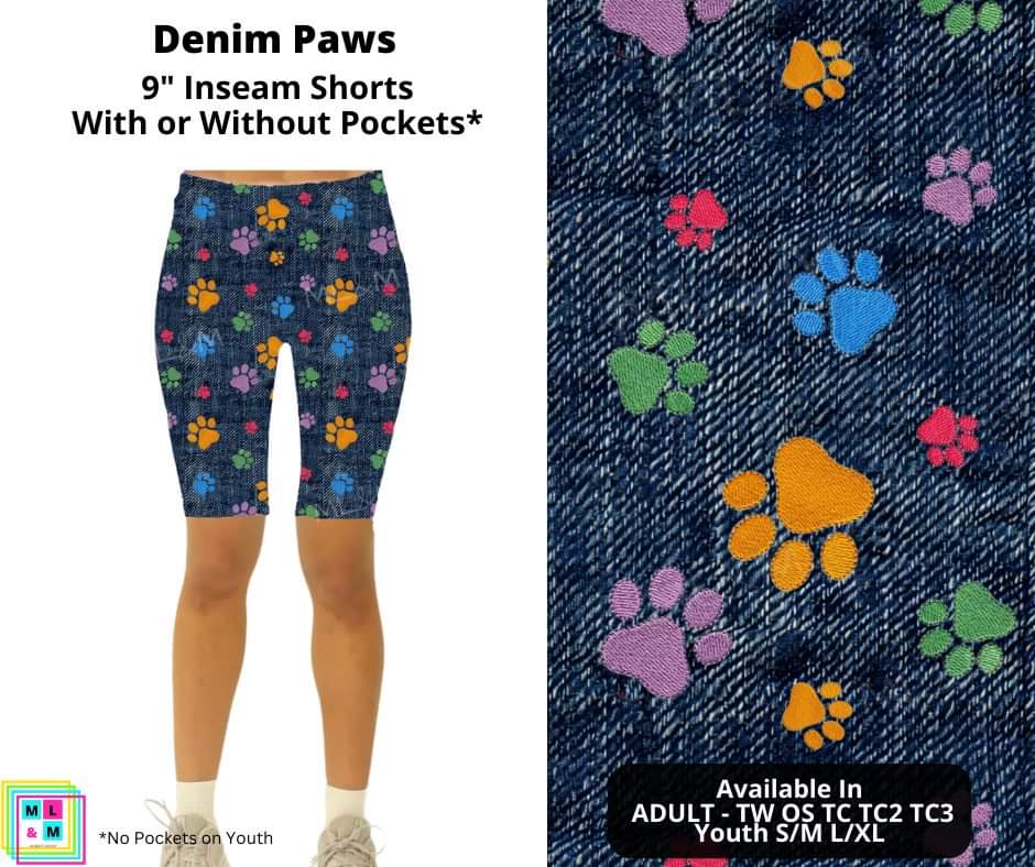 Denim Paws Shorts w/ Pockets