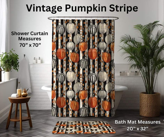 Vintage Pumpkin Stripe Custom Bath Mat