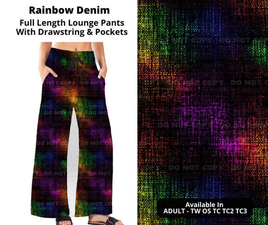 Preorder! Closes 10/24. ETA Dec. Rainbow Denim Full Length Lounge Pants