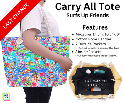 Surfs Up Friends Carry All Tote w/ Zipper