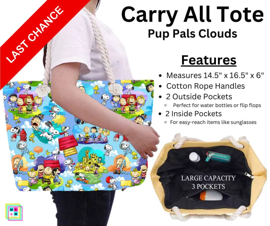 Pup Pals Clouds Carry All Tote w/ Zipper