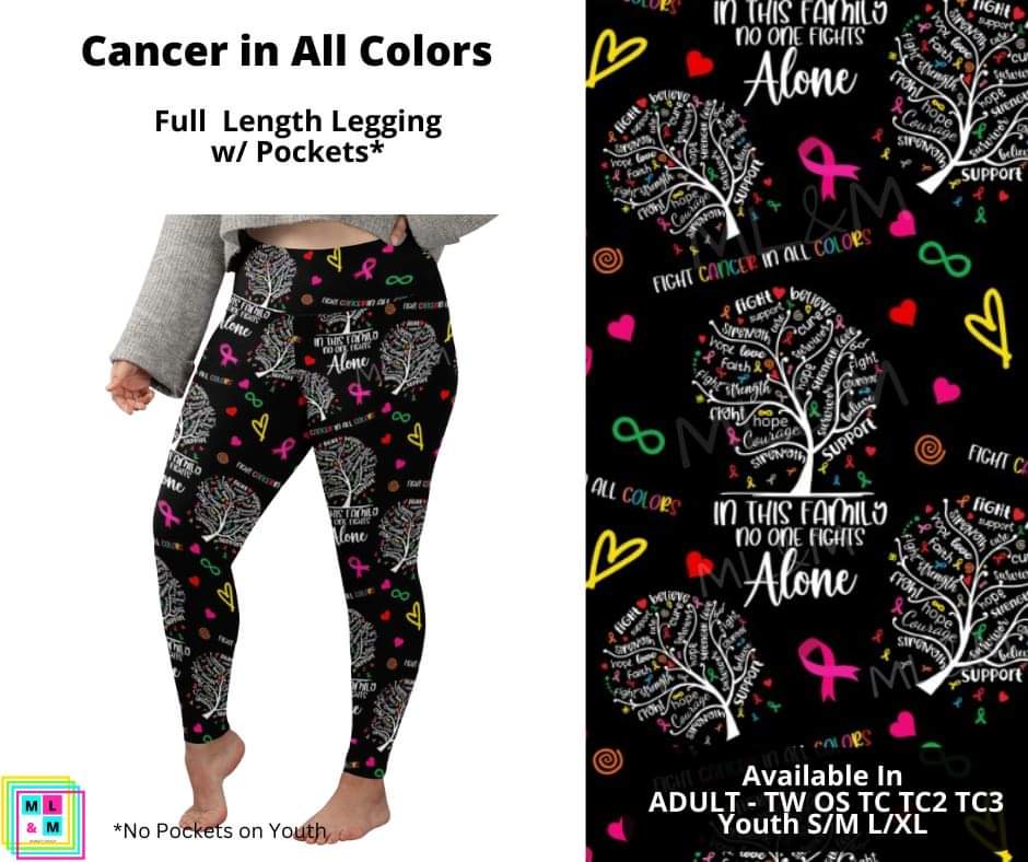 Cancer in All Colors Full Length Leggings w/ Pockets