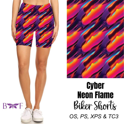 Cyber Neon Flame Capris