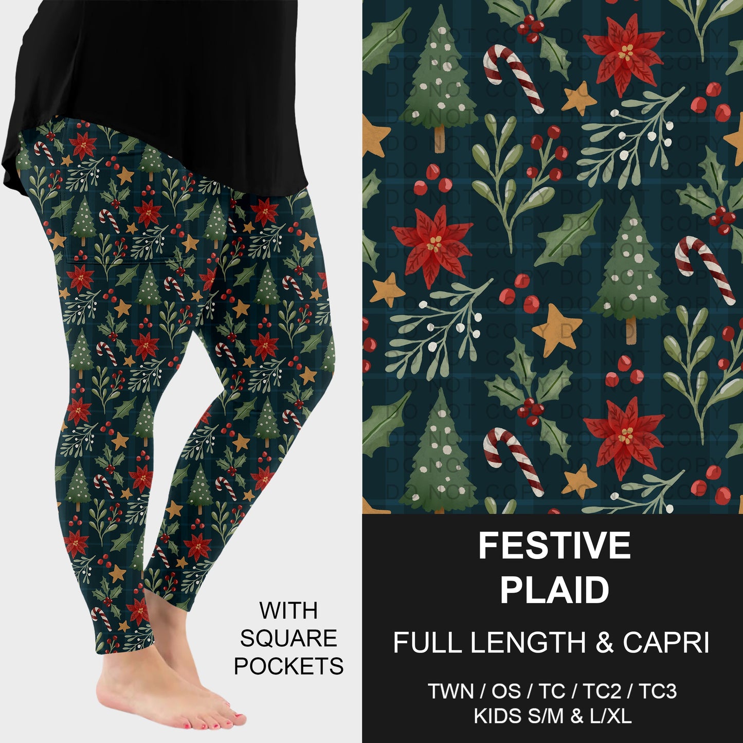 B311 - Preorder Festive Plaid Leggings w/ Pockets (Closes 9/06. ETA: mid Nov.)