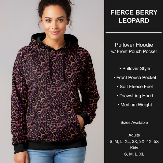 B266 - Preorder Fierce Berry Leopard Pullover Hoodie (Closes 12/17. ETA late Feb.)