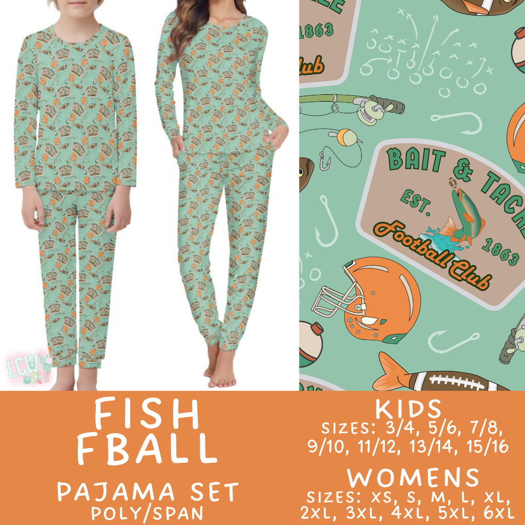 Batch #587 - Family Pajamas 2 - Closes 9/18 - ETA mid Nov - Fish FBall Women's & Kid's Pajama Sets