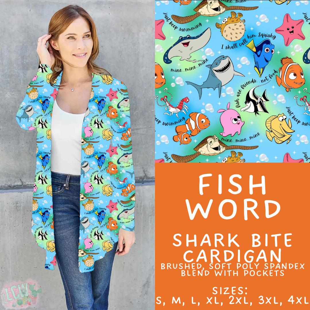Batch #608 - Magic in Words - Closes 11/4 - ETA early Jan - Fish Word Cardigan