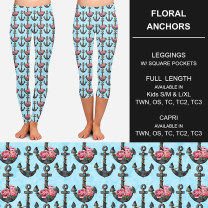 RTS - Floral Anchors Leggings w/ Pockets