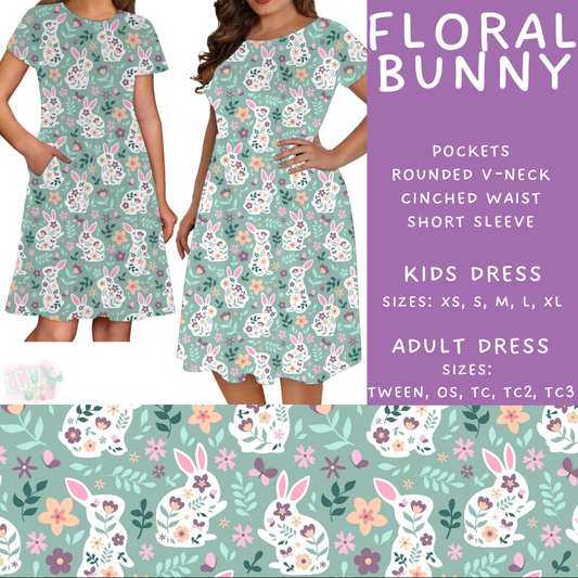 Batch #478 - Bunny Trail Collection - Closes 1/12 ETA - Early March - Floral Bunny Adult & Kids Dresses