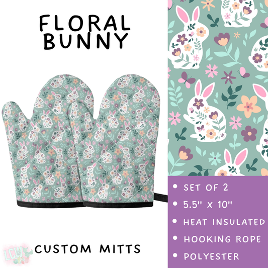 Batch #476 - Bake Off - Closes 1/16 - ETA early/mid March - Floral Bunny Oven Mitts