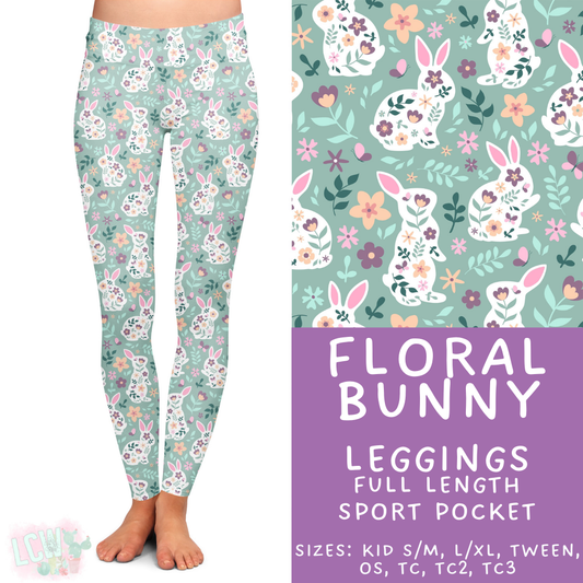 Batch #478 - Bunny Trail Collection - Closes 1/12 ETA - Early March - Floral Bunny Full Length Leggings