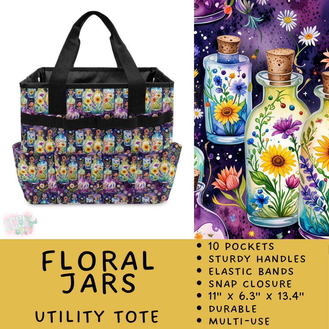 Batch #549 - Utility Tote 2 - Closes 6/29 - ETA late August - Floral Jars Utility Tote