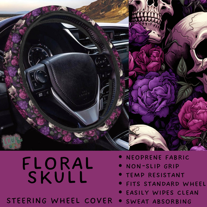 Batch #554 - Car Accessories 3 - Closes 7/10 - ETA early/mid Sept - Floral Skull Steering Wheel Cover
