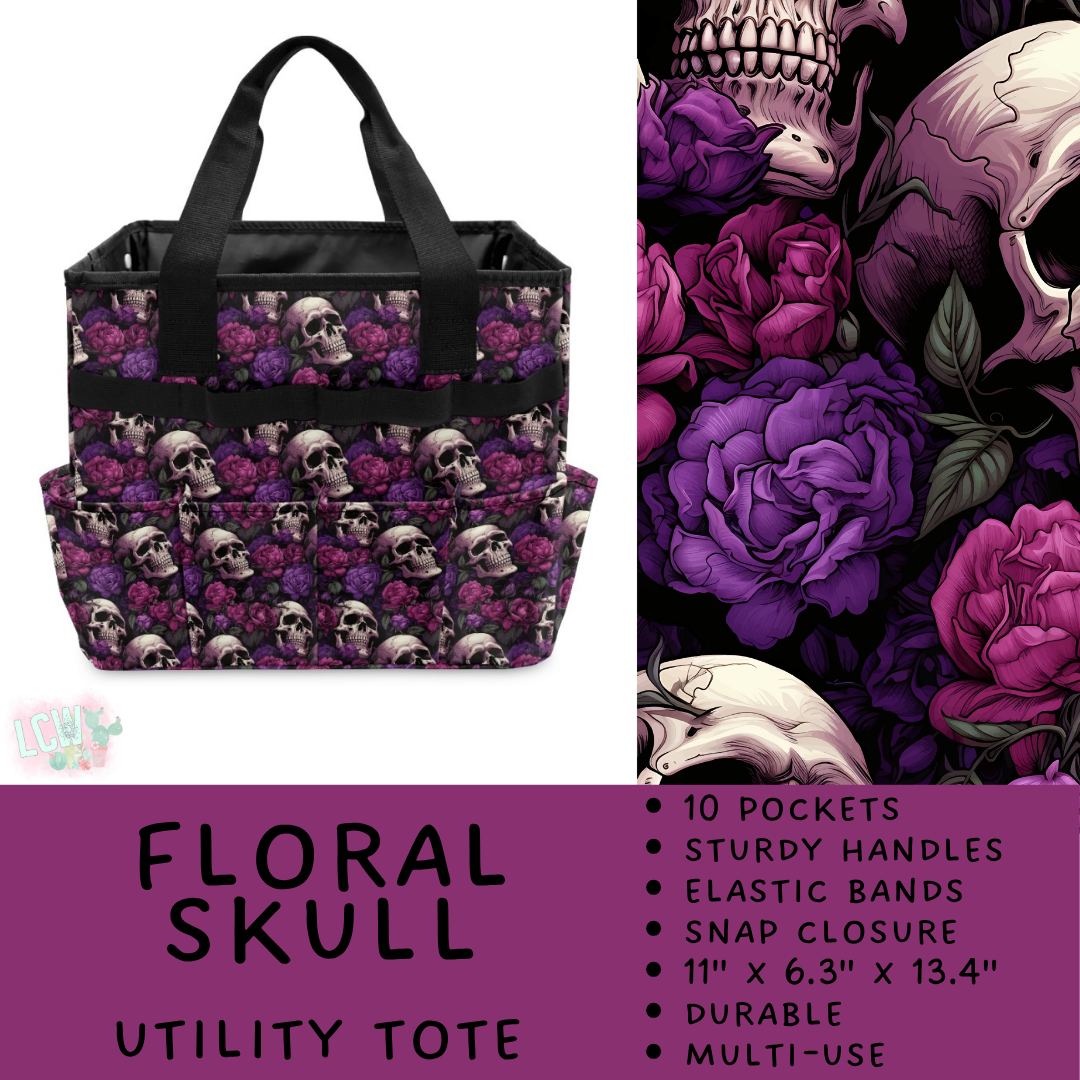 Batch #549 - Utility Tote 2 - Closes 6/29 - ETA late August - Floral Skull Utility Tote