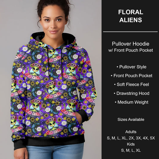 B266 - Preorder Floral Aliens Pullover Hoodie (Closes 12/17. ETA late Feb.)