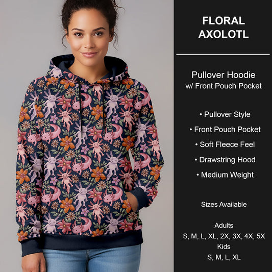 B266 - Preorder Floral Axolotl Pullover Hoodie (Closes 12/17. ETA late Feb.)