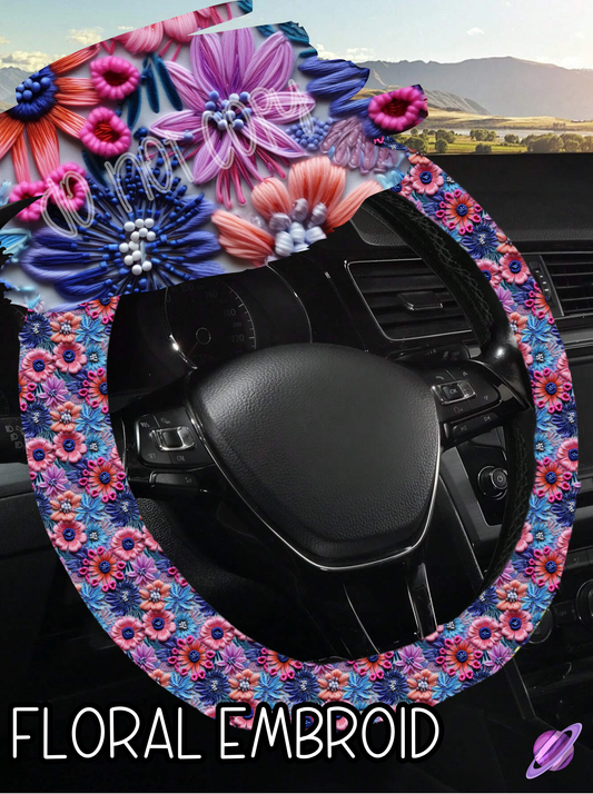 Floral Embroid - Steering Wheel Cover Roud 7 - Preorder Closes 3/1