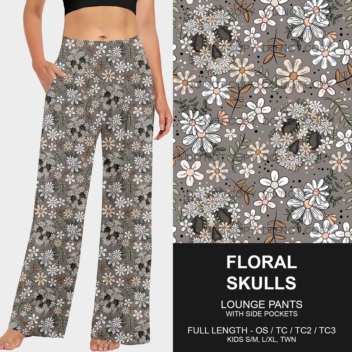 B213 - Preorder Floral Skulls Lounge Pants (Closes 2/16. ETA early May)