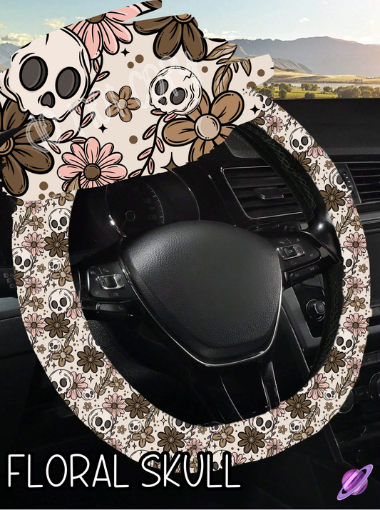 Floral Skull - Steering Wheel Cover Roud 7 - Preorder Closes 3/1