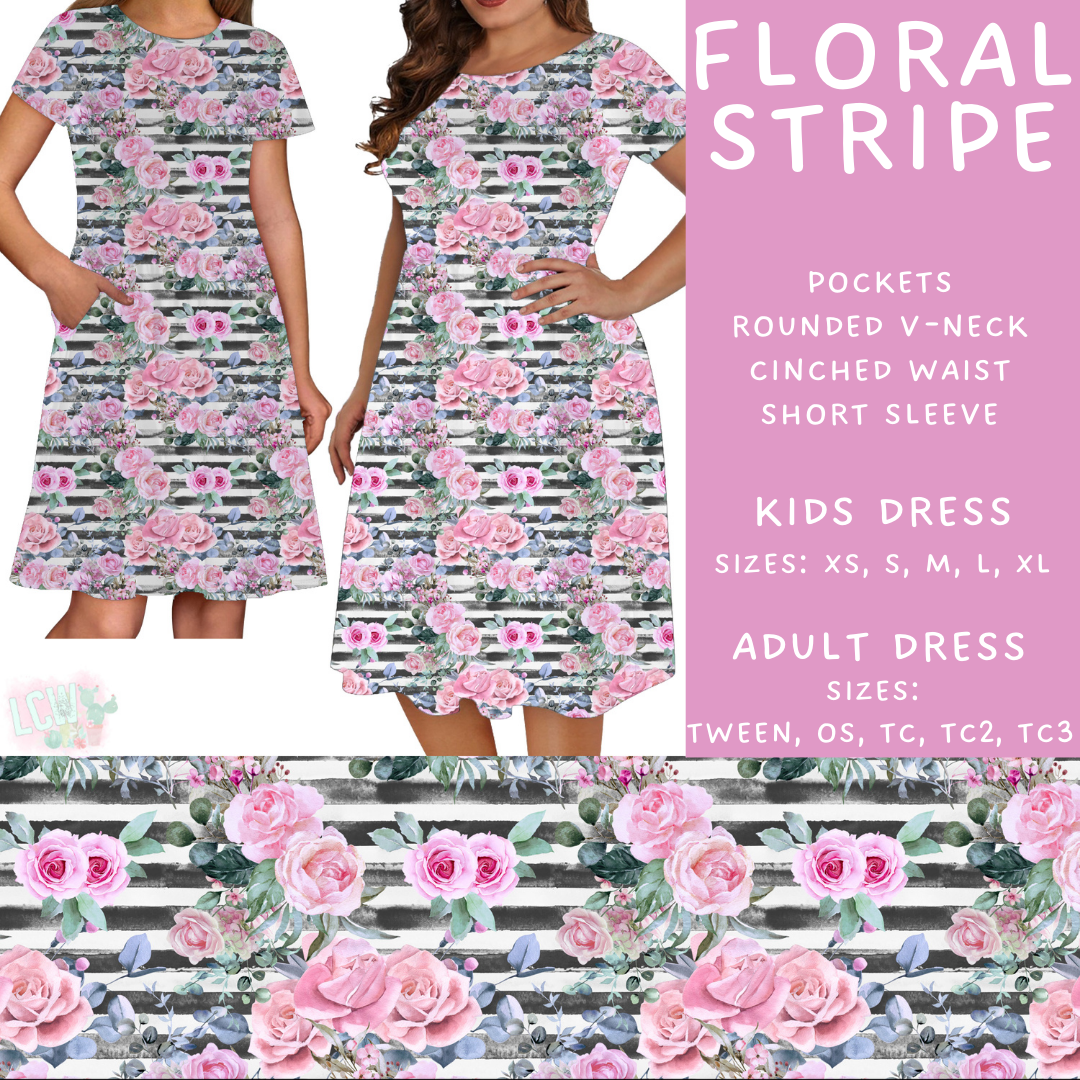 Batch #468 - Fun Run 18 - Closes 12/26 - ETA late Feb - Floral Stripe Adult & Kids Dresses
