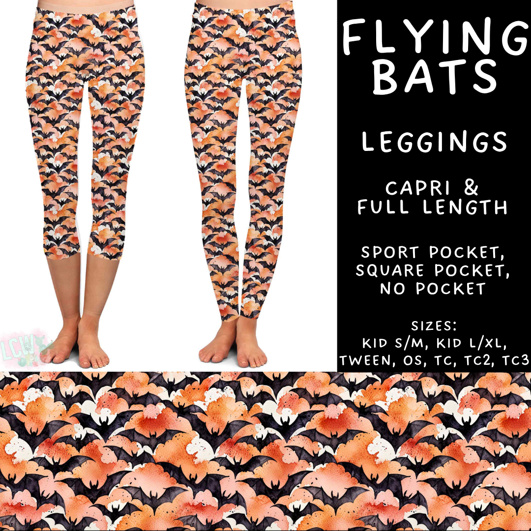 Batch #556 - Halloween 3 - Closes 7/15 - ETA mid Sept - Flying Bats Full and Capri Length Leggings