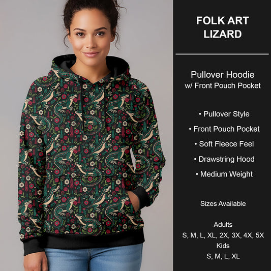 B266 - Preorder Folk Art Lizard Pullover Hoodie (Closes 12/17. ETA late Feb.)