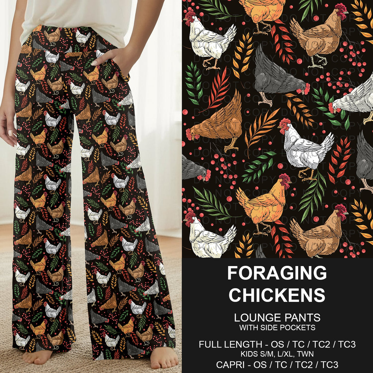 B318 - Preorder Foraging Chickens Lounge Pants (Closes 10/25. ETA: late Dec.)