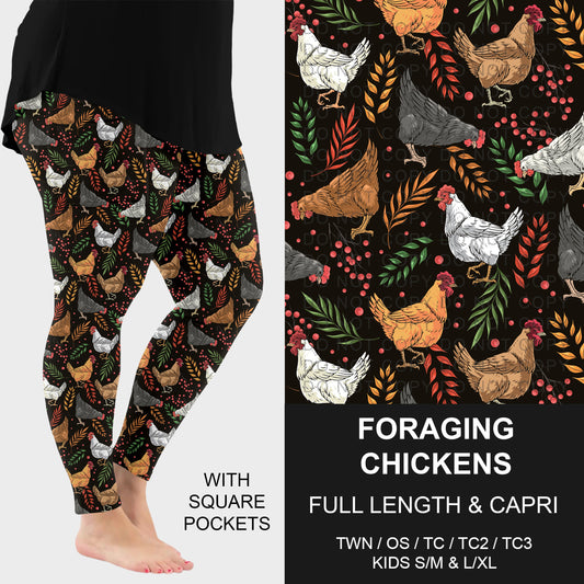 B318 - Preorder Foraging Chickens Leggings w/ Pockets (Closes 10/25. ETA: late Dec.)