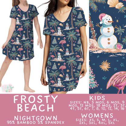 Ready to Ship - Frosty Beach Adult & Kid's Bamboo Nightgown - 4T, 8, 10, Adult M