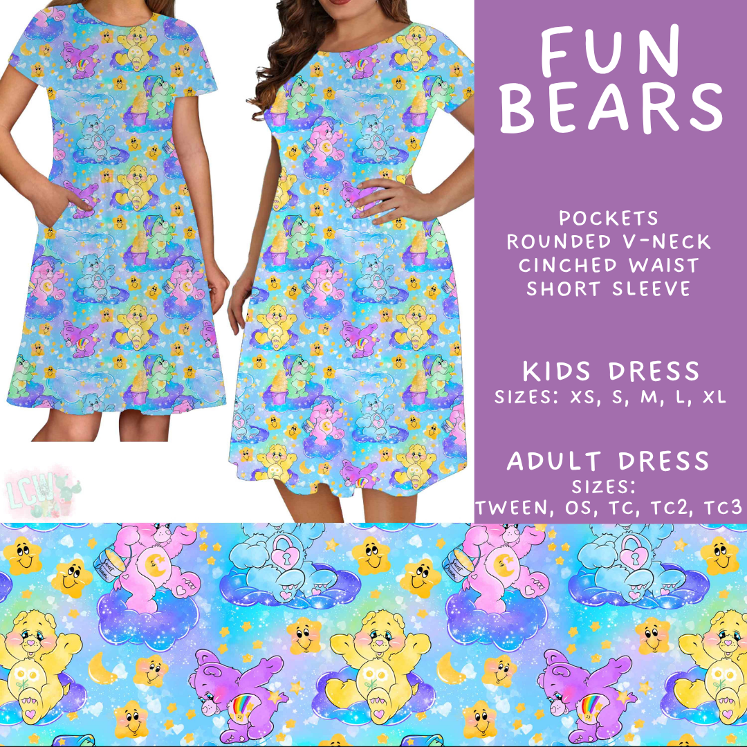 Batch #555 - Cool Characters 7 - Closes 7/13 - ETA mid Sept - Fun Bears Adult & Kids Dresses