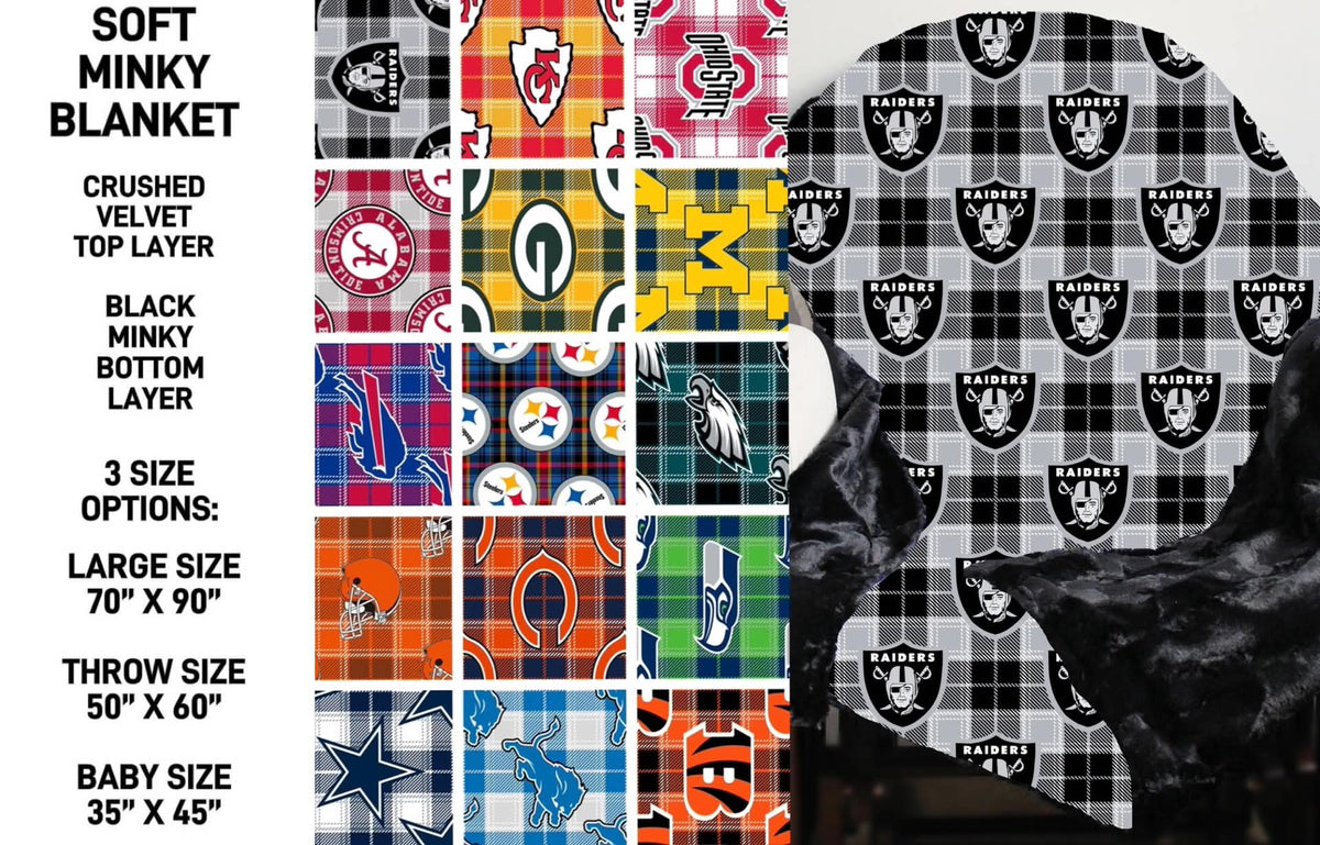 FTBP - Football Plaid Minky Blanket - Preorder Due 9/30 ETA: Mid-Nov