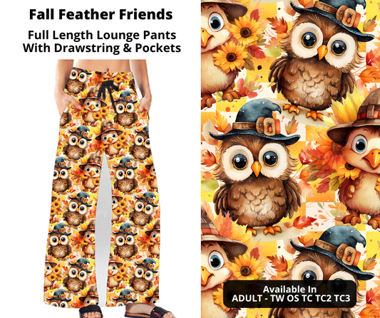 Preorder! Closes 9/16. ETA Nov. Fall Feather Friends Full Length Lounge Pants