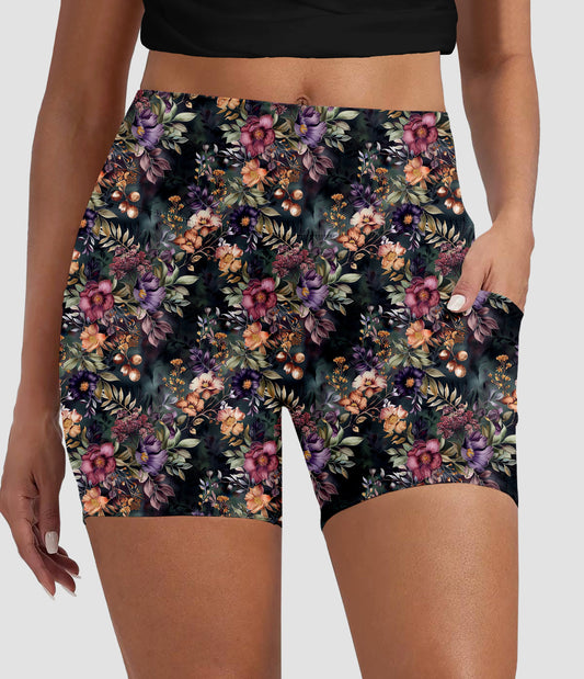 RTS - Fantasy Blooms Biker Shorts w/ Pockets