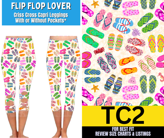 Flip Flop Lover Criss Cross Capri w/ Pockets