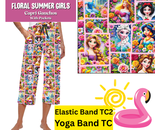 Floral Summer Girls Capri Gauchos