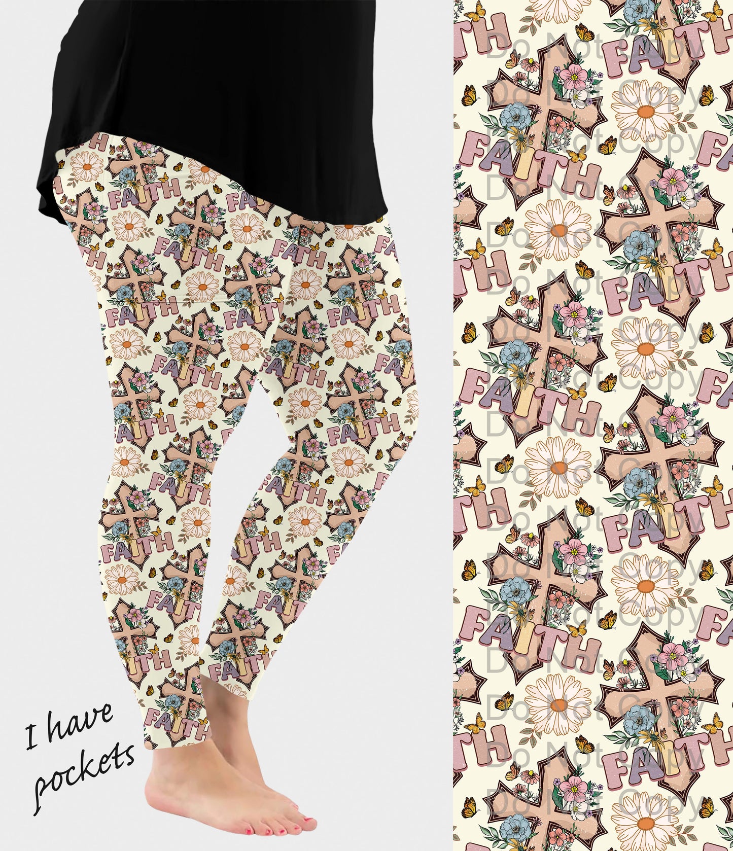 RTS - Floral Faith Leggings w/ Pockets