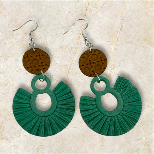 Faux Macrame Aqua- Hook Earring