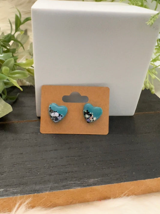 Small Glitter Heart Stud Earrings