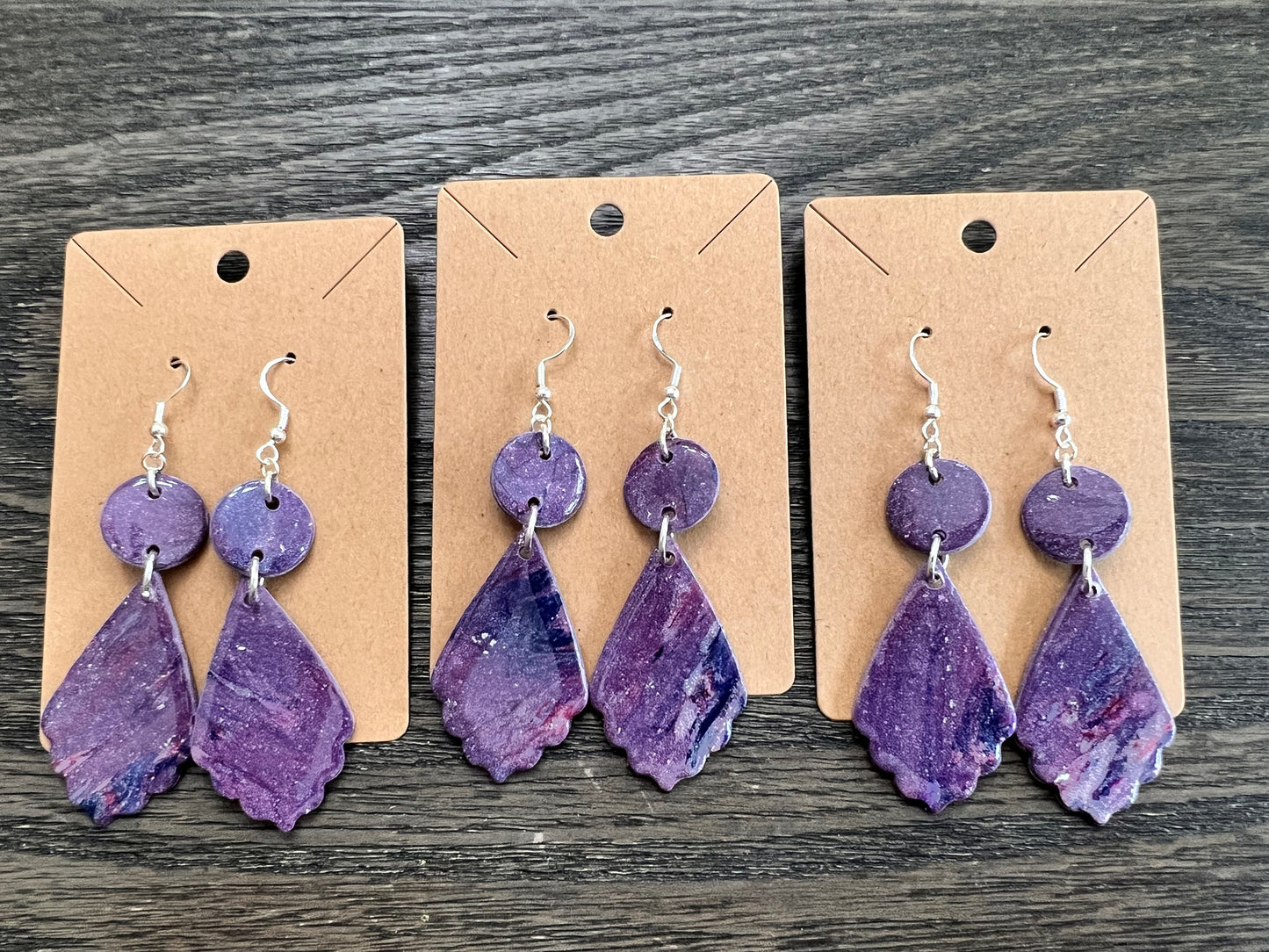 Dangle Purple Swirl Hook Earrings