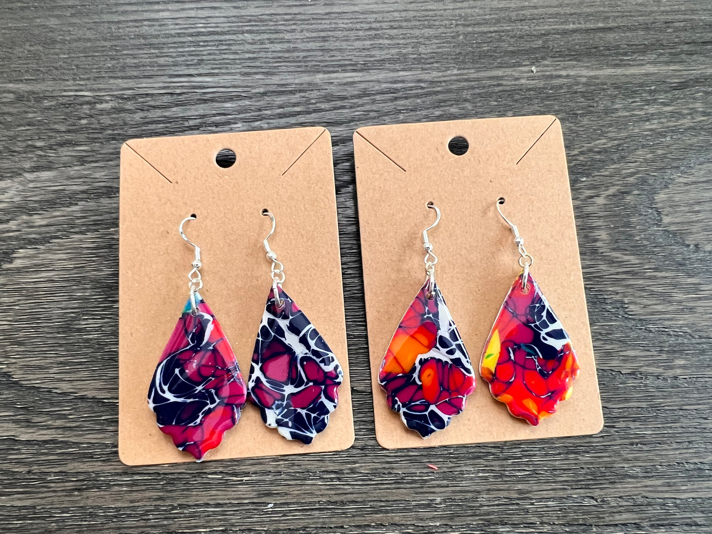 Teardrop Mokume Gane Hook Earrings