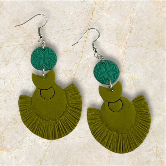 Faux Macrame Lime- Hook Earring
