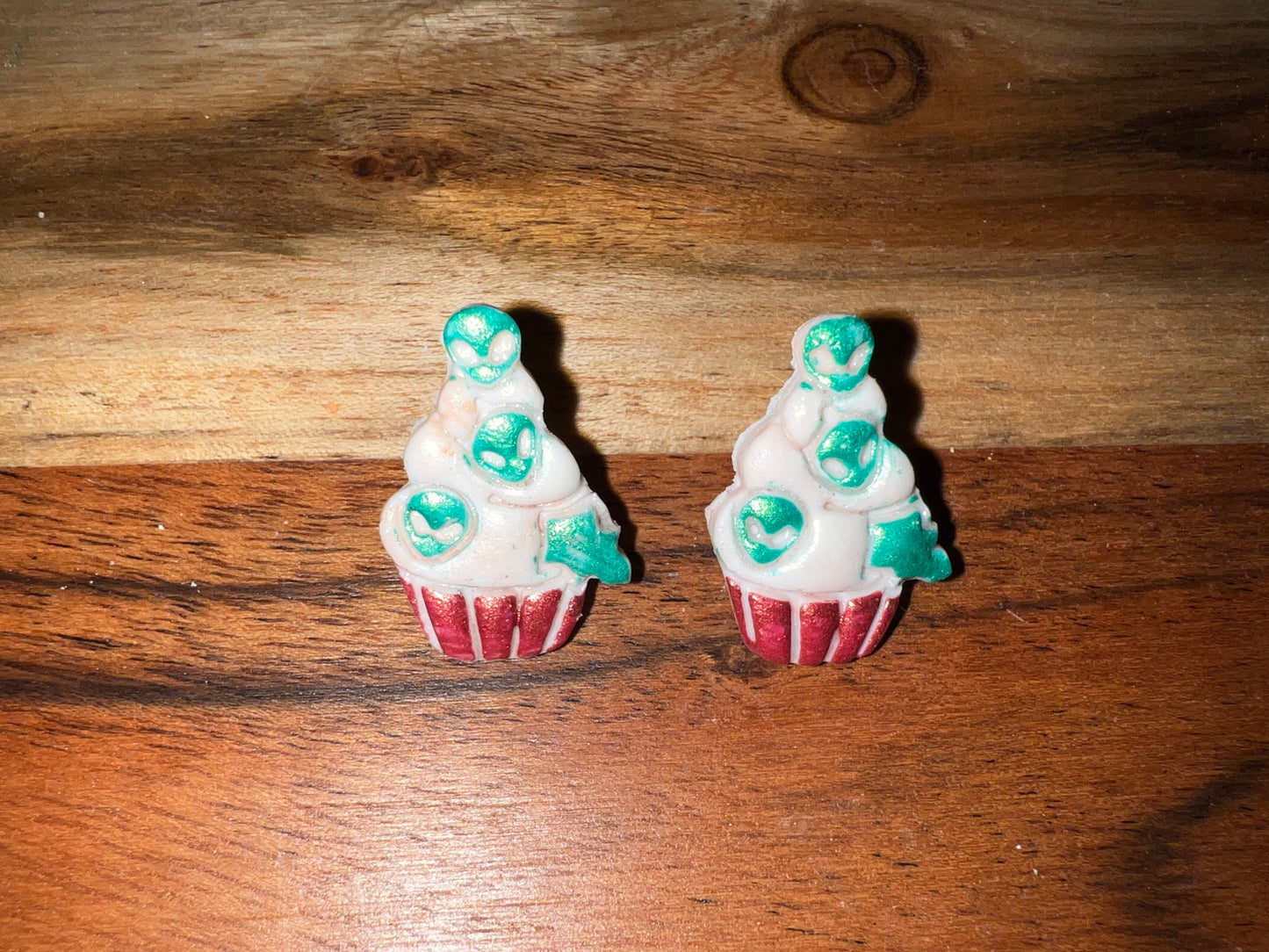 Christmas Alien Cupcake- Merry Collection- Stud Earring