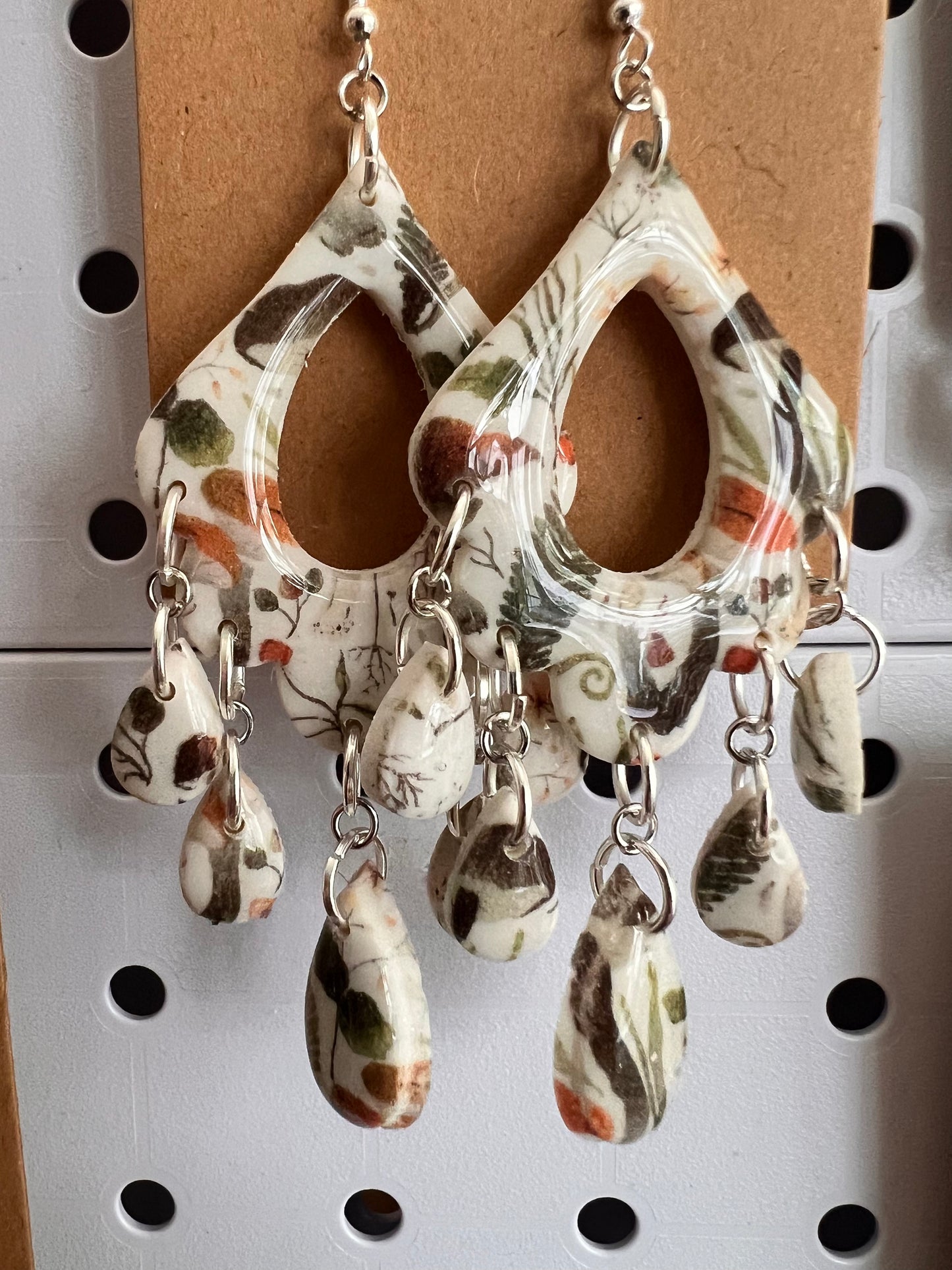 Mushroom Print Hook Earrings