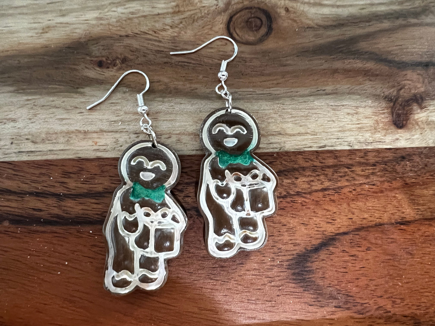 Naughty Gift Giver Gingerbread Man- Merry Collection- Hook Earring