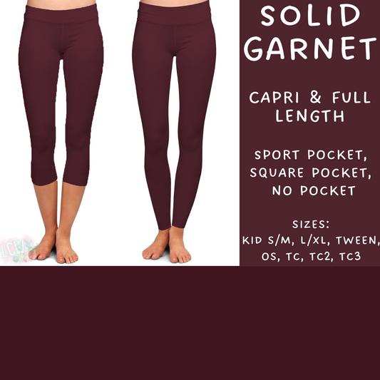 Ready To Ship - Solid Garnet Full and Capri Length Leggings