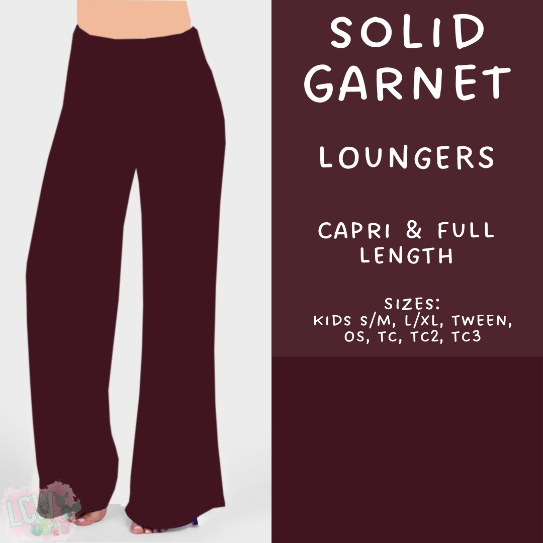 Ready To Ship - Solid Garnet Full and Capri Length Loungers